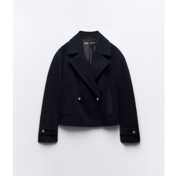 ZARA Double Breasted Navy Jacket - Picture 1 of 10